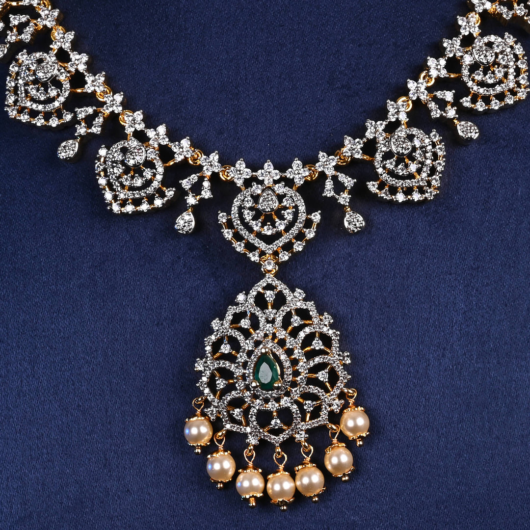 CZ Silver Emerald Necklace