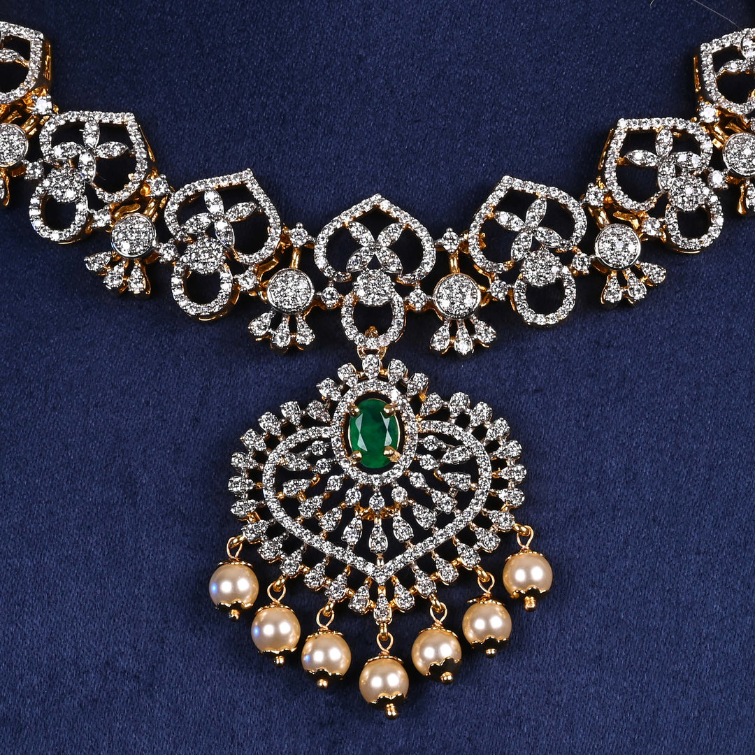 CZ Silver Emerald Necklace