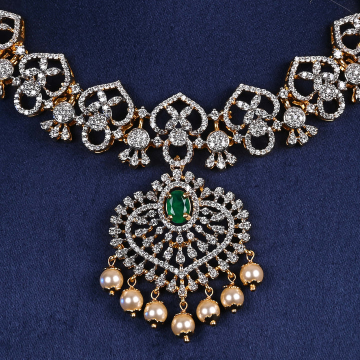 CZ Silver Emerald Necklace