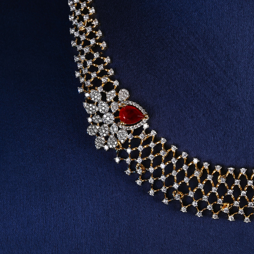 CZ Silver Ruby Necklace