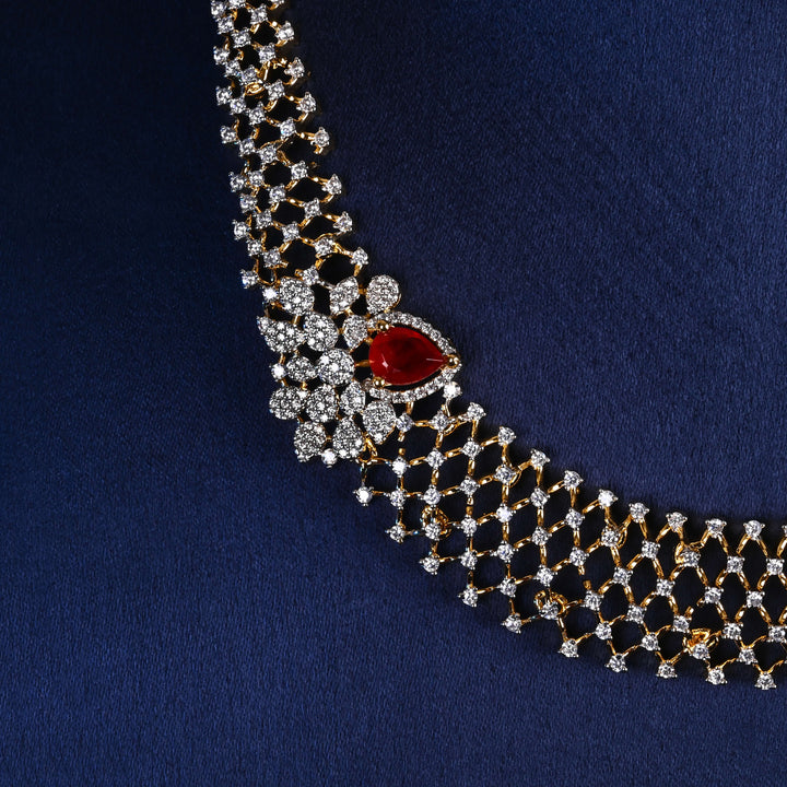 CZ Silver Ruby Necklace