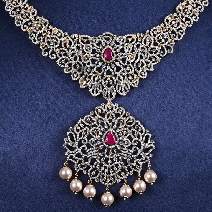 CZ Silver Ruby Necklace