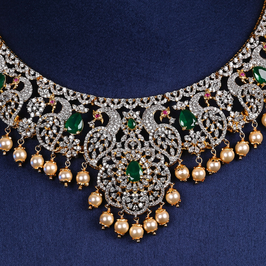 CZ Silver Emerald Necklace