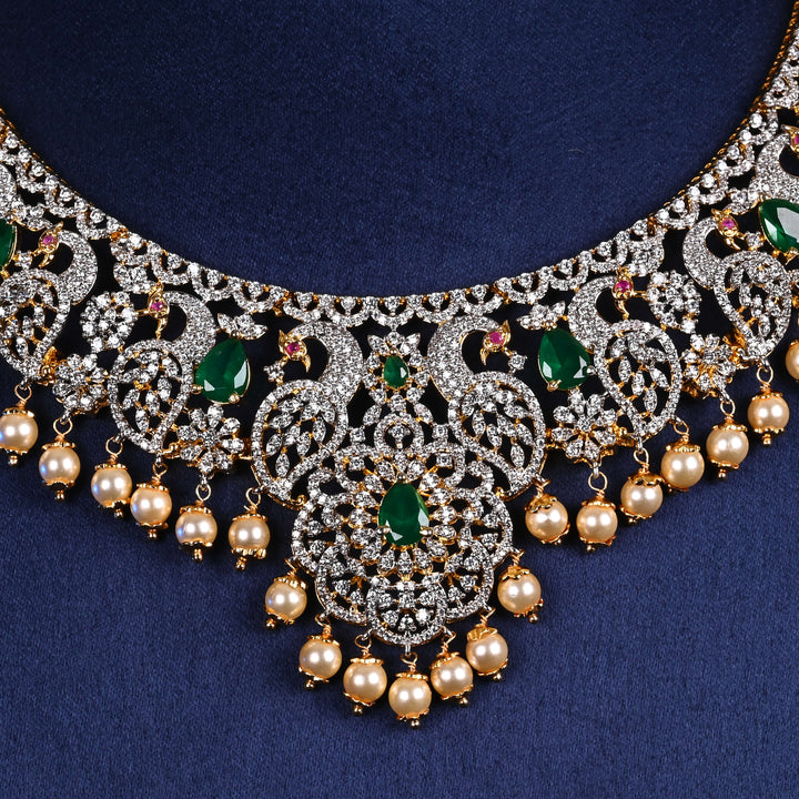 CZ Silver Emerald Necklace