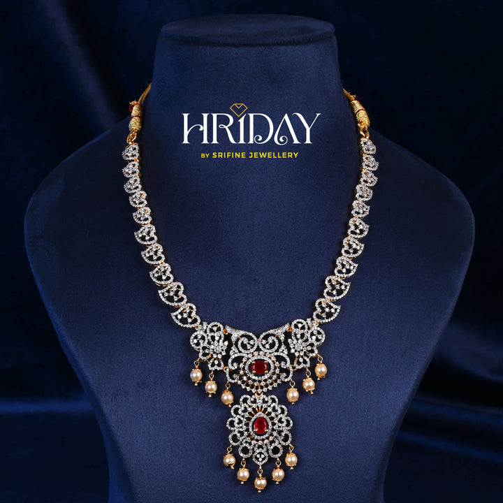 CZ Silver Ruby Necklace