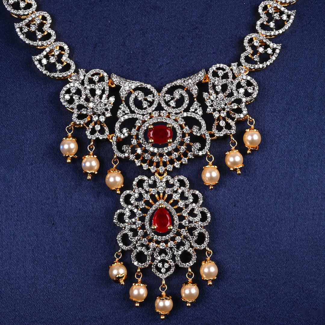 CZ Silver Ruby Necklace