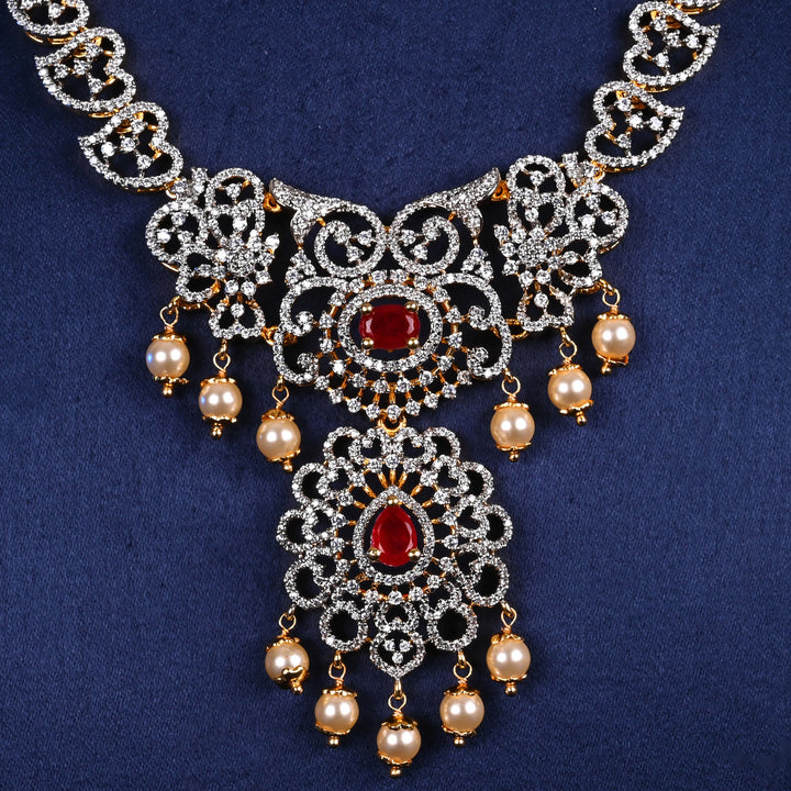 CZ Silver Ruby Necklace