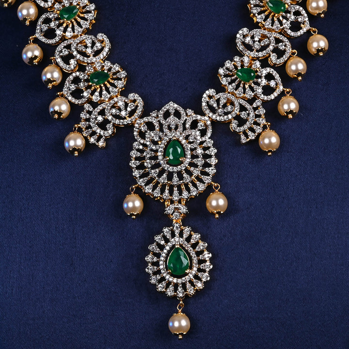 CZ Silver Emerald Necklace