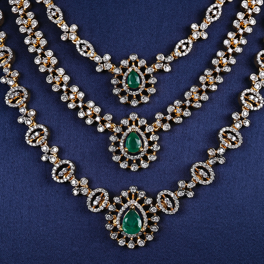 CZ Silver Emerald Necklace