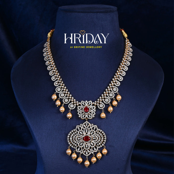 CZ Silver Ruby Necklace