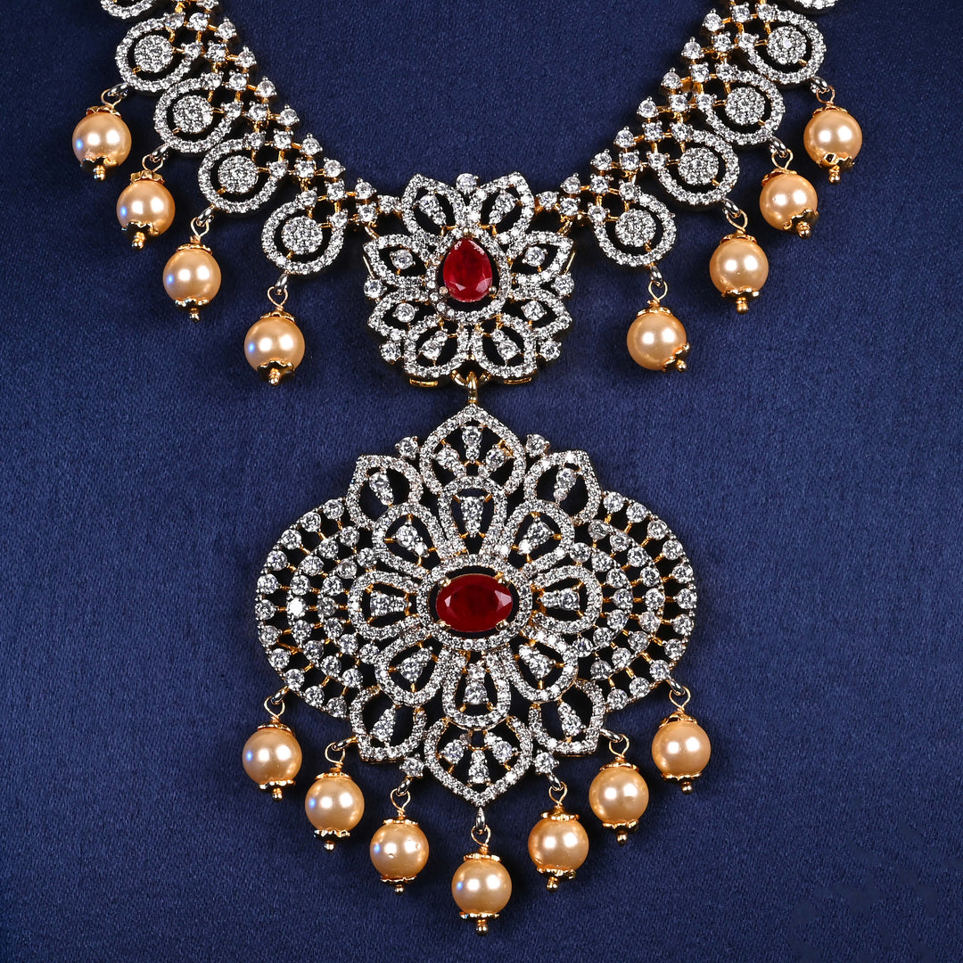 CZ Silver Ruby Necklace