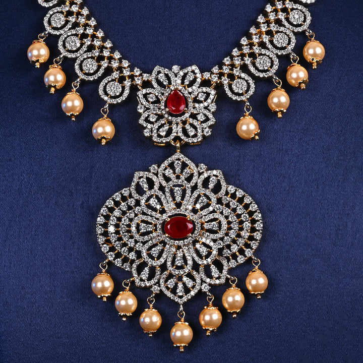 CZ Silver Ruby Necklace