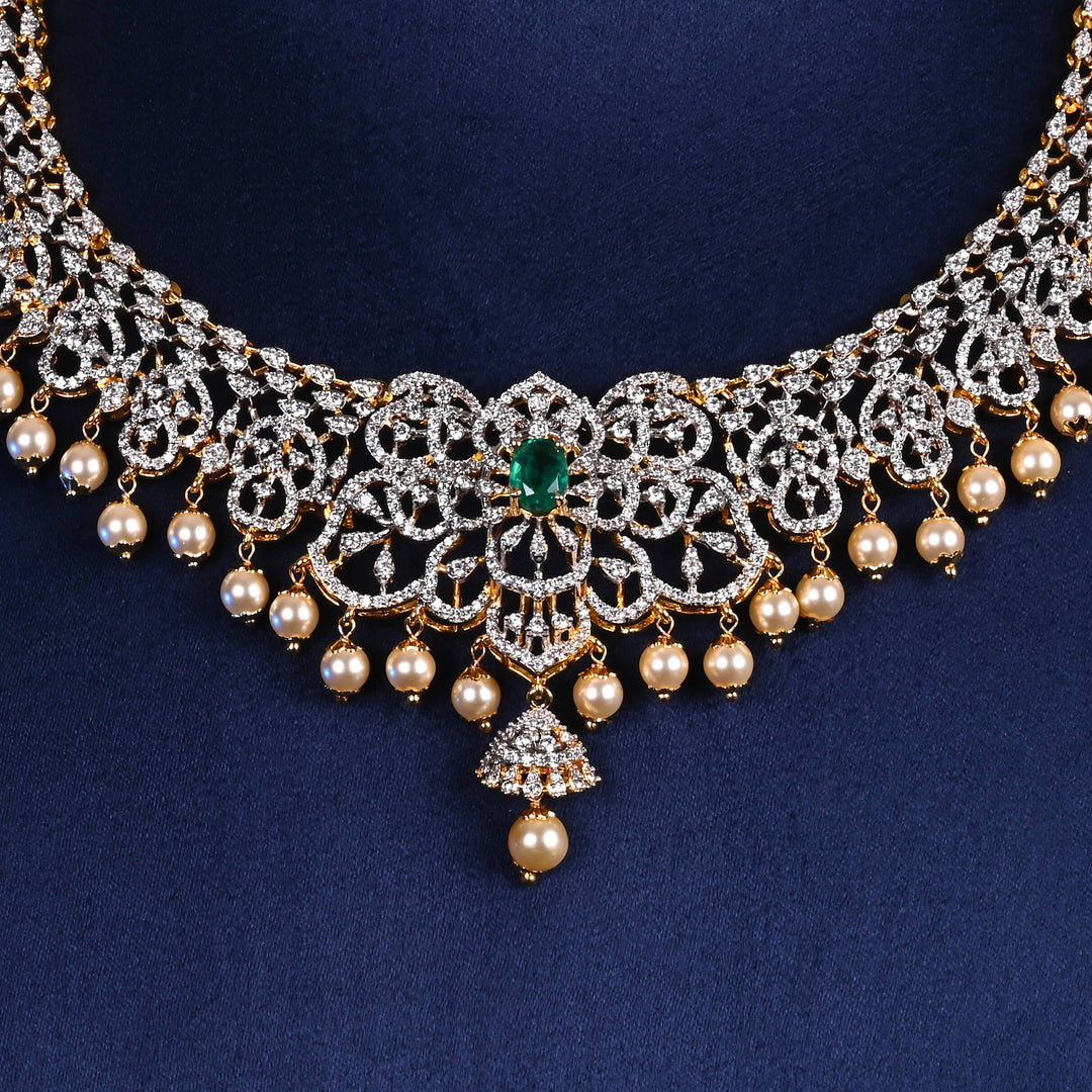 CZ Silver Emerald Necklace