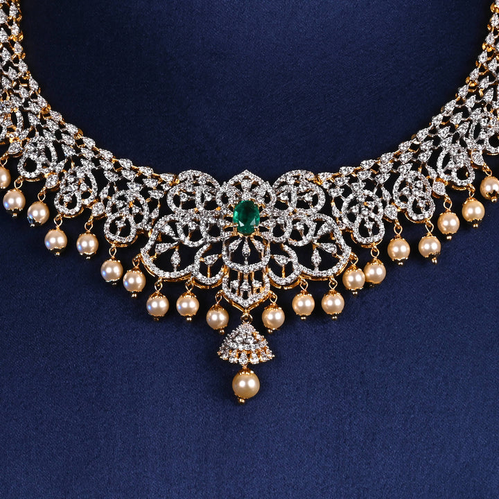 CZ Silver Emerald Necklace