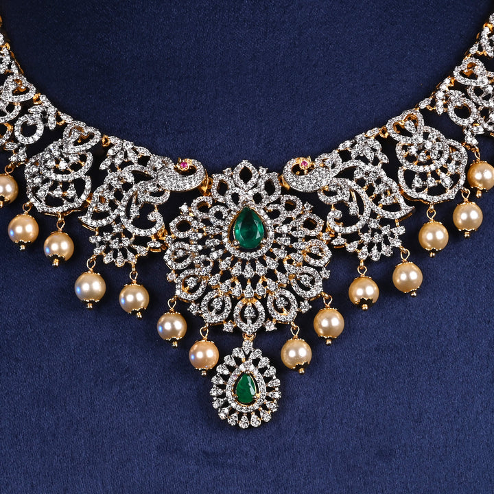 CZ Silver Emerald Necklace