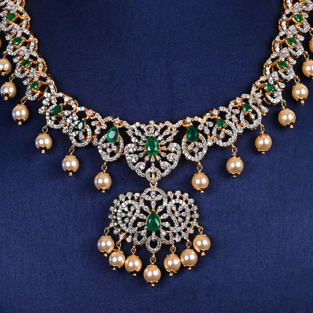 CZ Silver Emerald Necklace