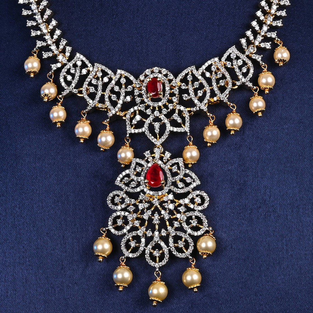 CZ Silver Ruby Necklace