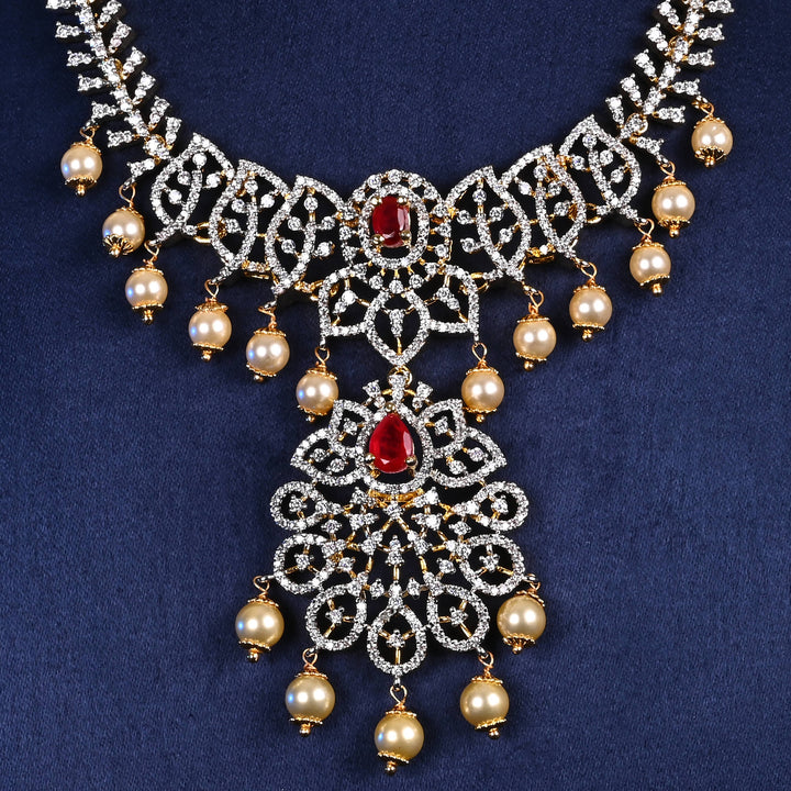 CZ Silver Ruby Necklace