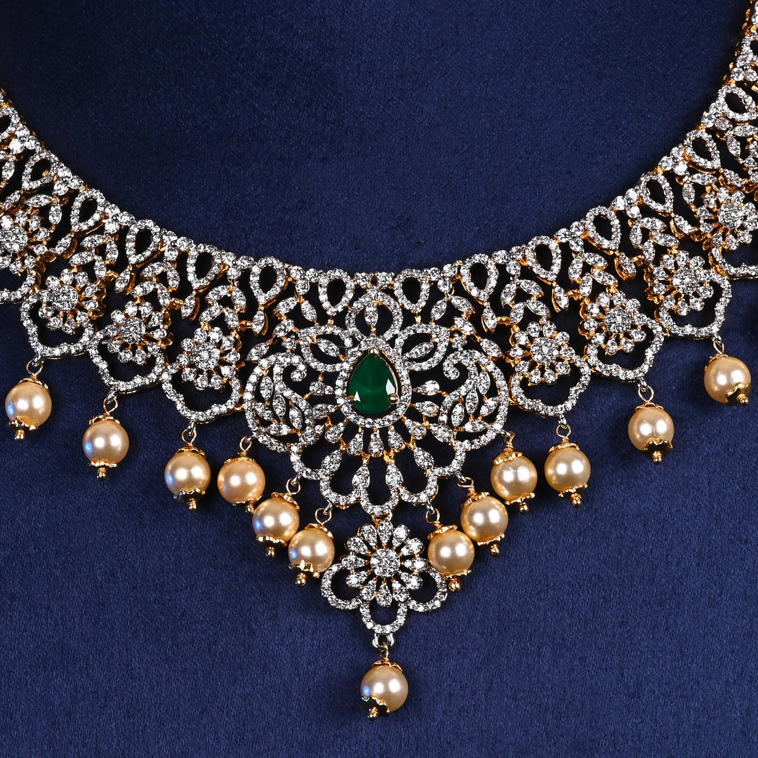 CZ Silver Emerald Necklace