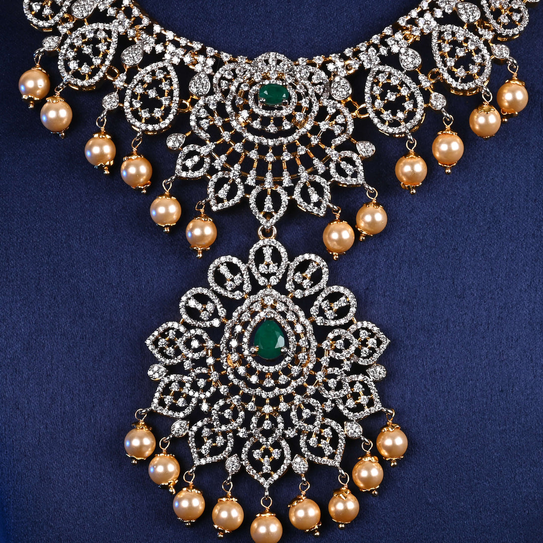 CZ Silver Emerald Necklace