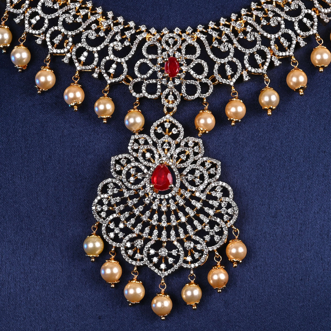 CZ Silver Ruby Necklace