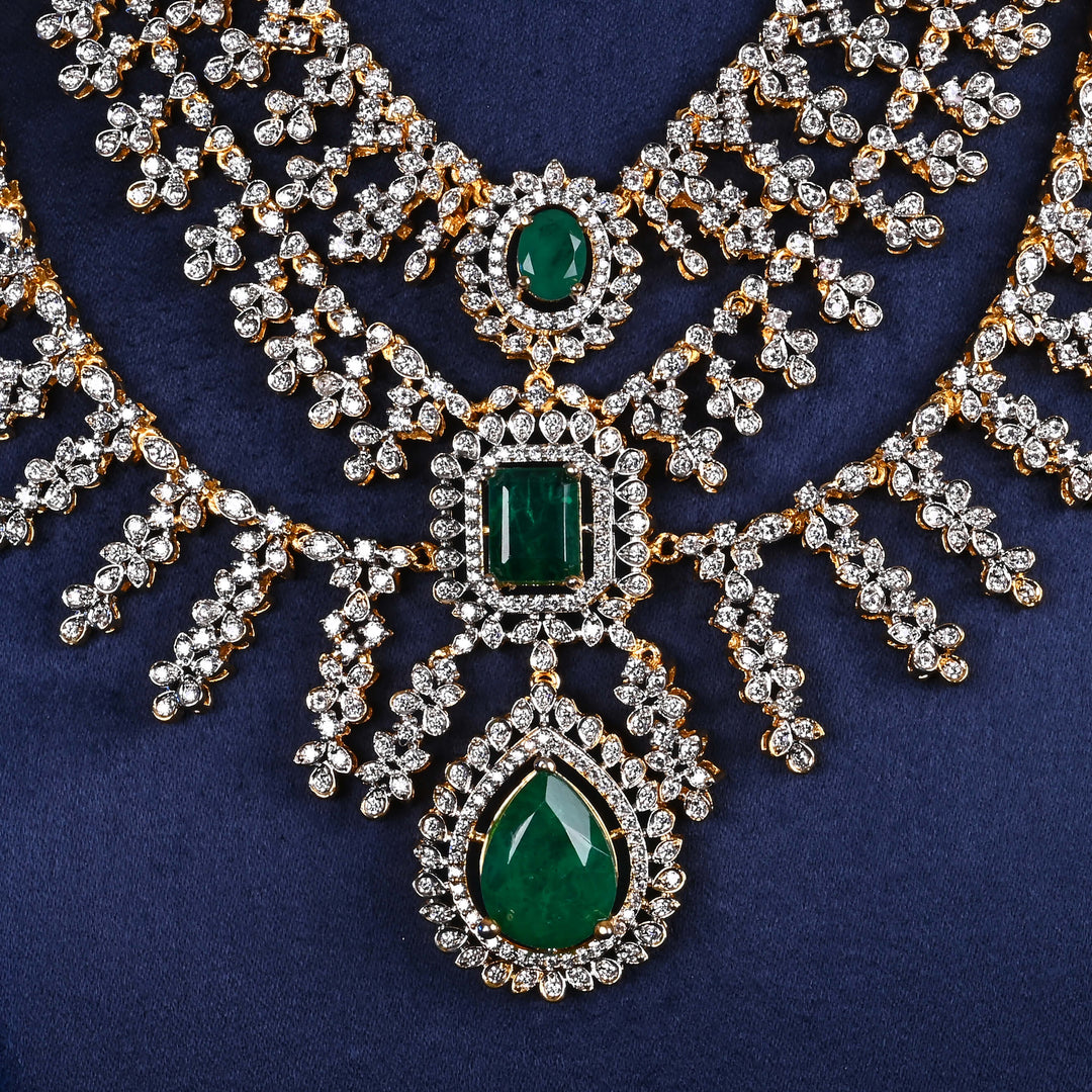 CZ Silver Emerald Necklace