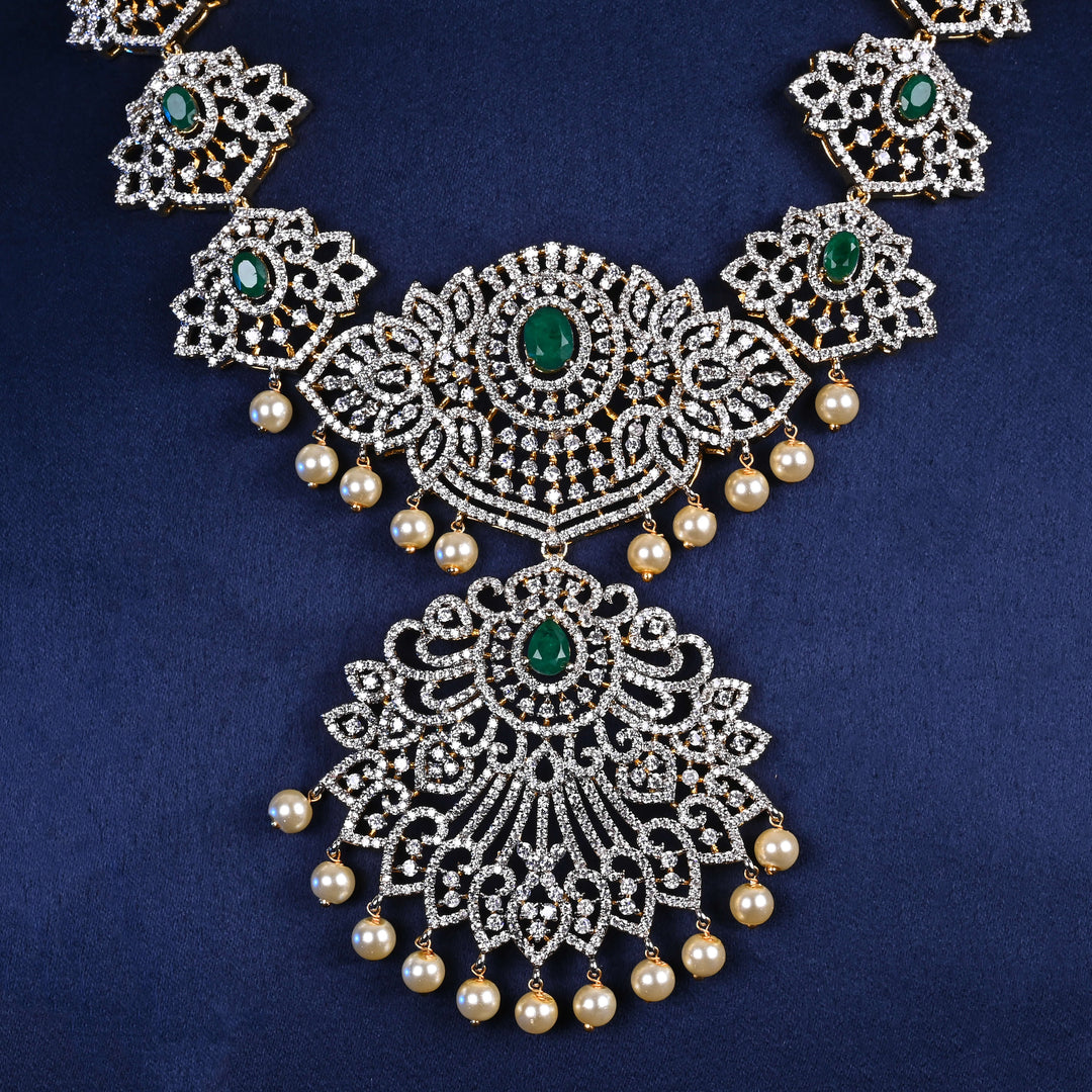 CZ Silver Emerald Necklace