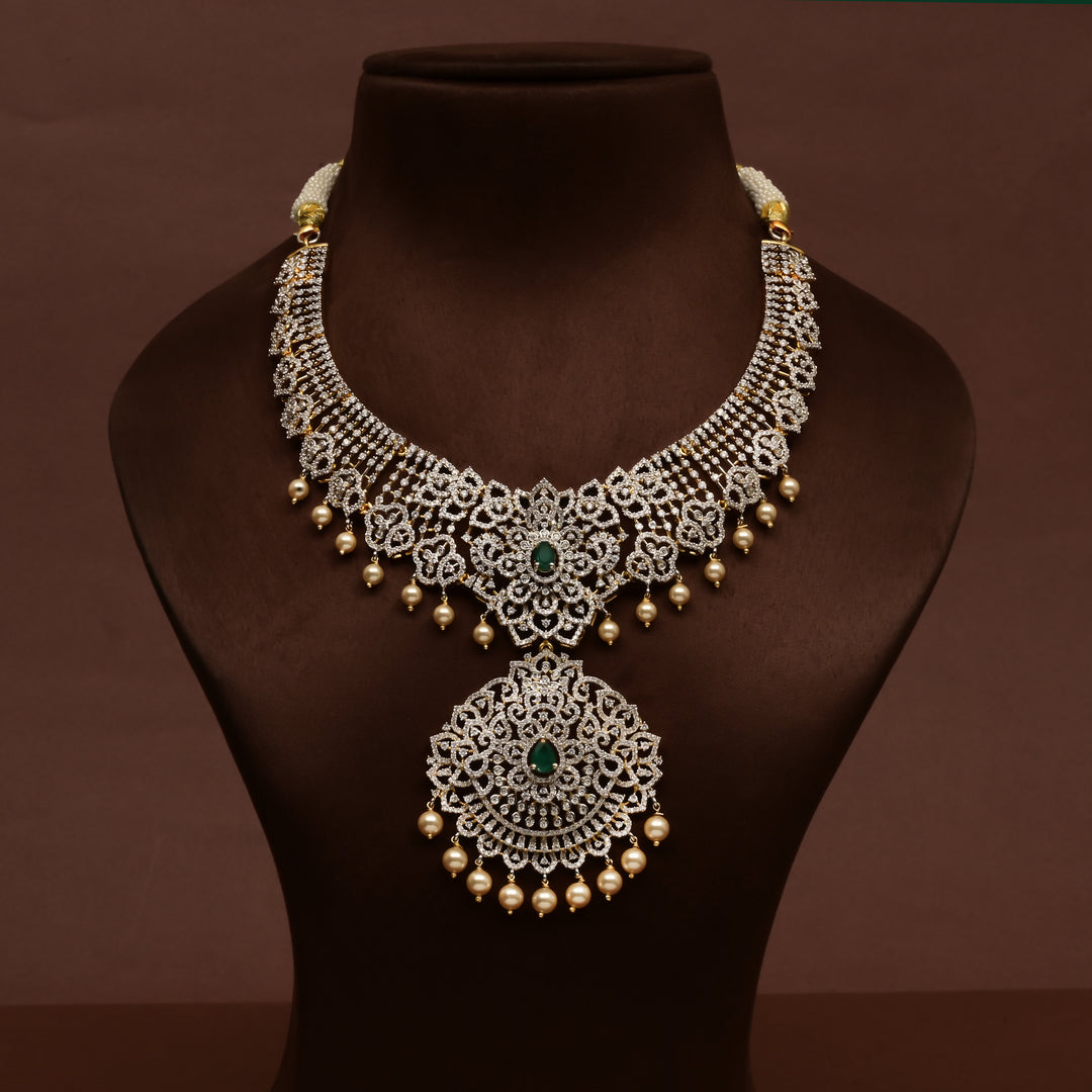 CZ Silver Emerald Necklace