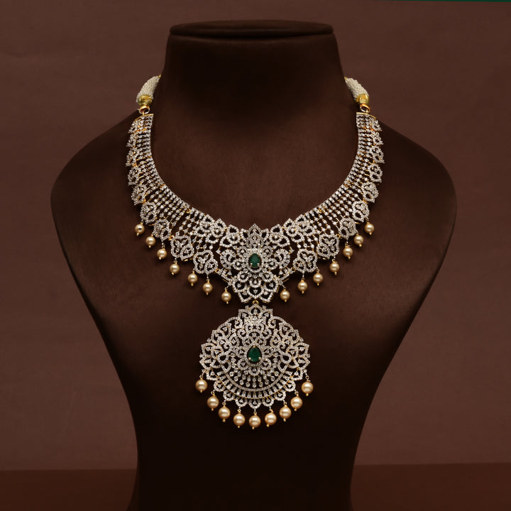CZ Silver Emerald Necklace