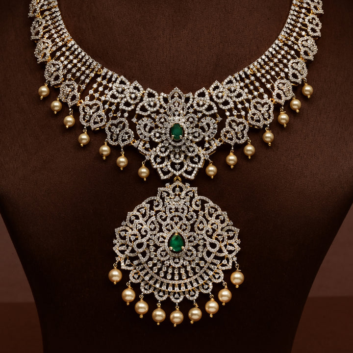 CZ Silver Emerald Necklace