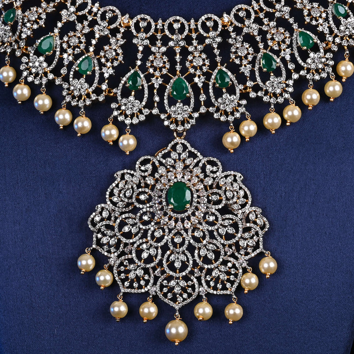 CZ Silver Emerald Necklace