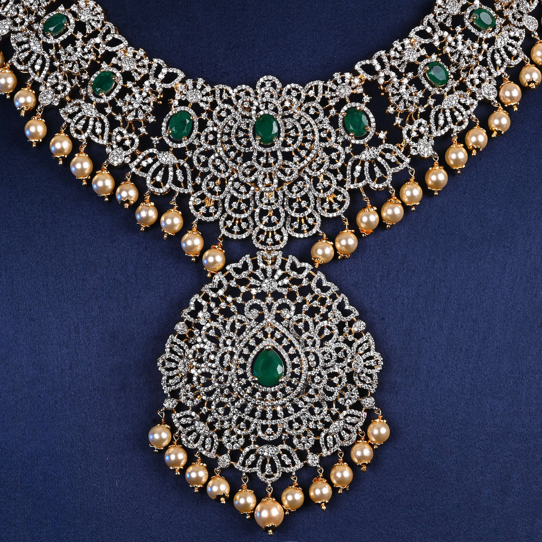 CZ Silver Emerald Necklace