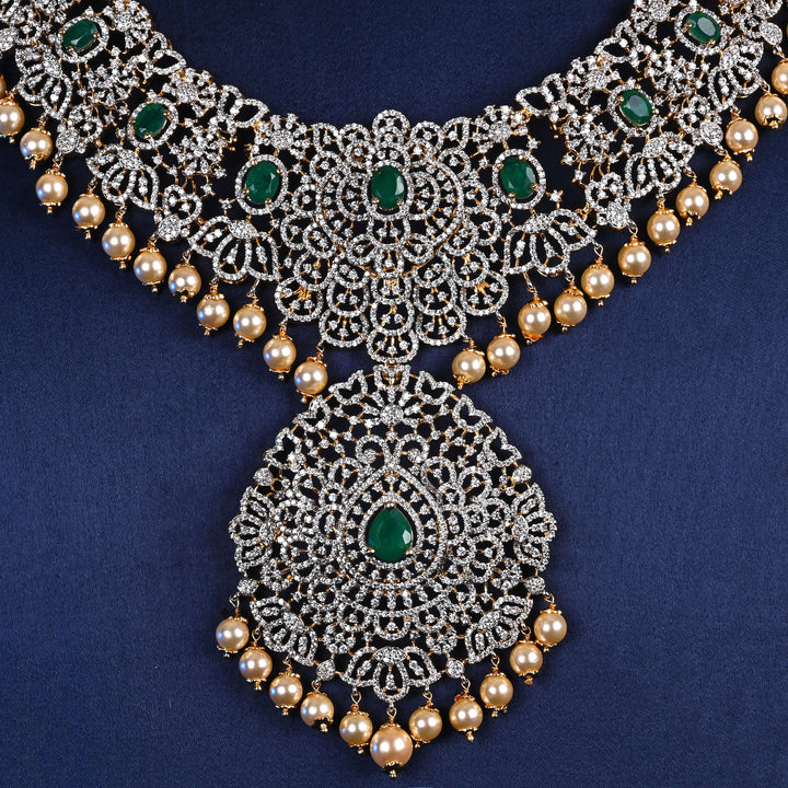 CZ Silver Emerald Necklace