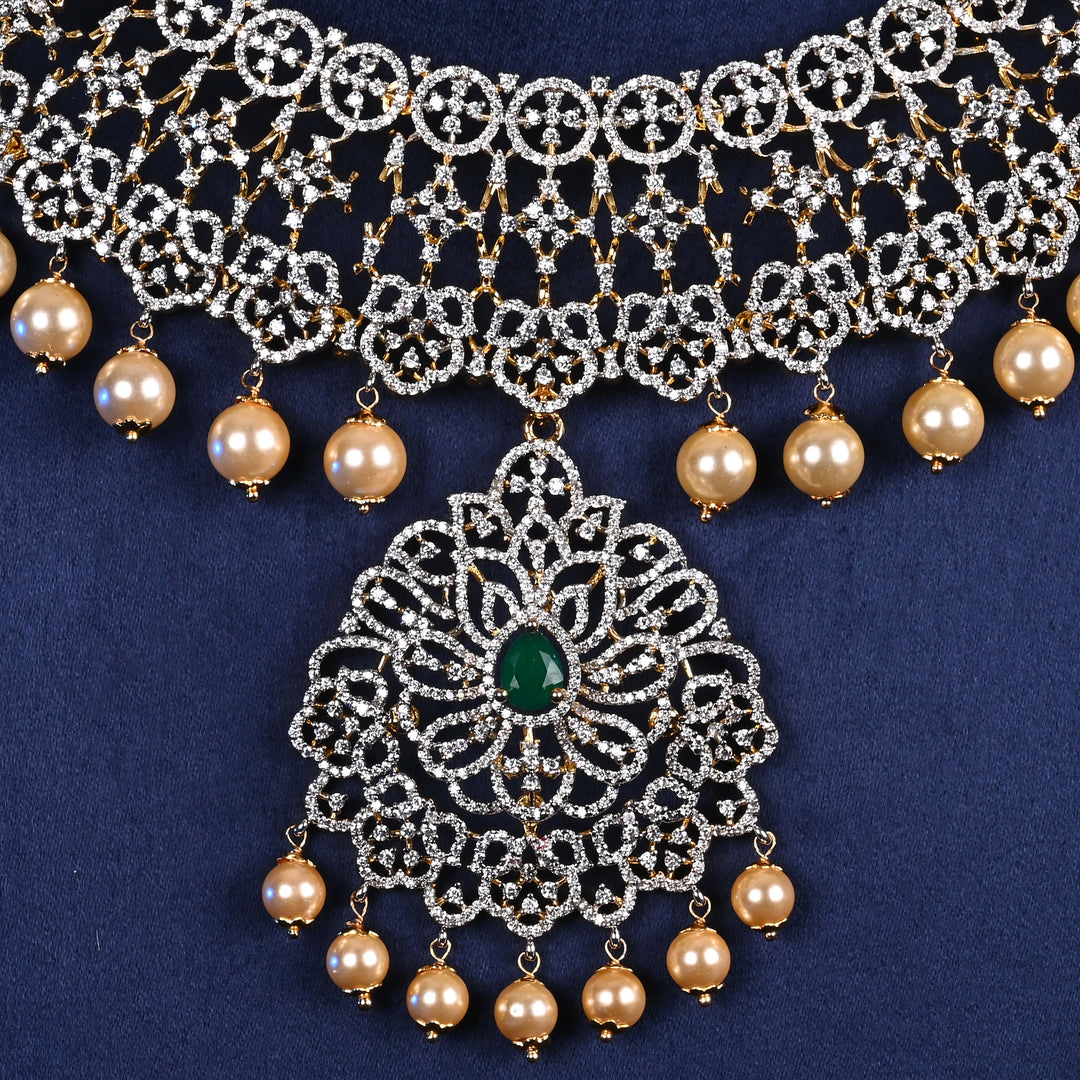 CZ Silver Emerald Necklace