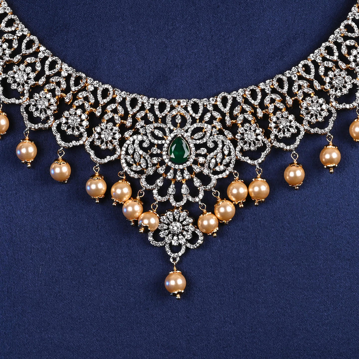 CZ Silver Emerald Necklace