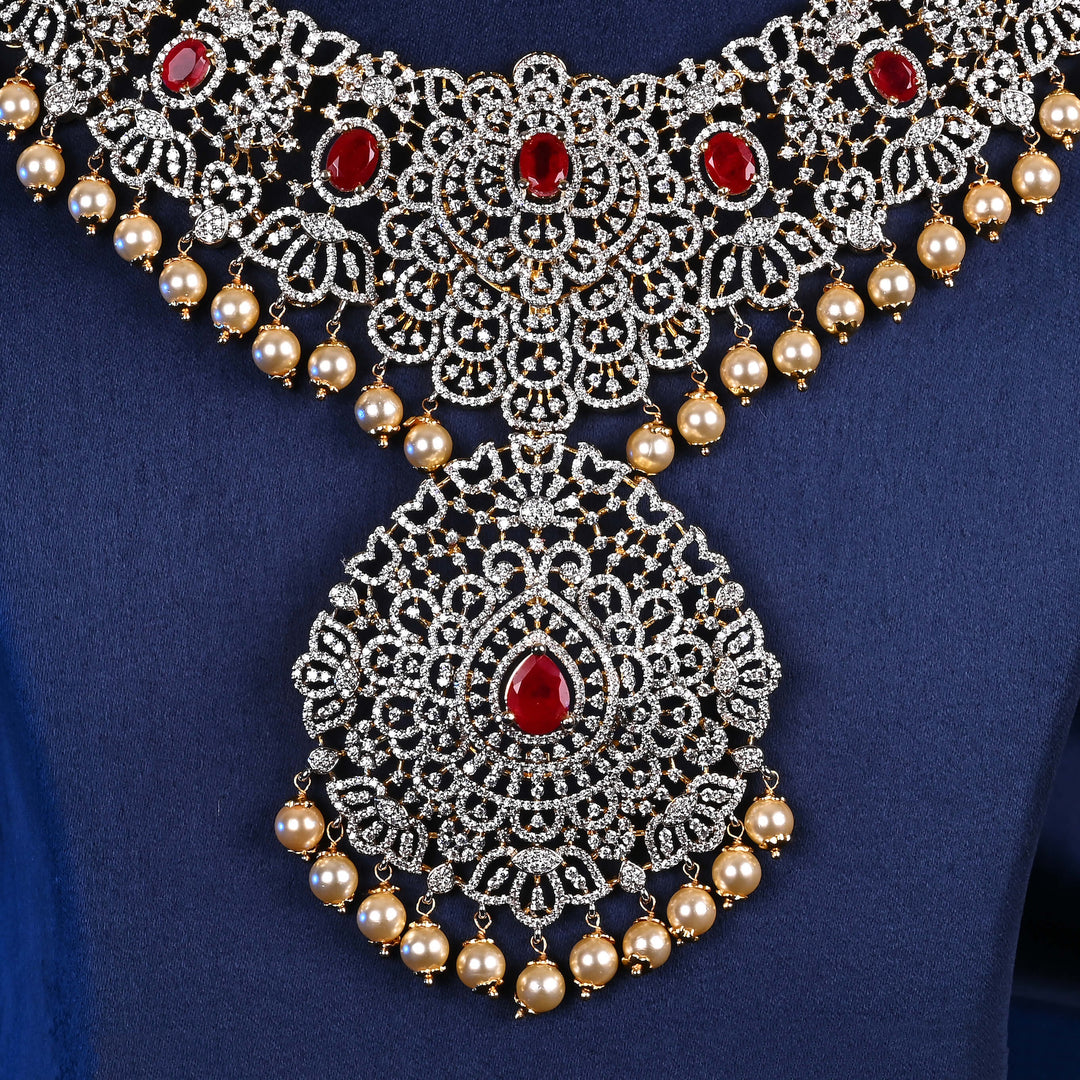 CZ Silver Ruby Necklace