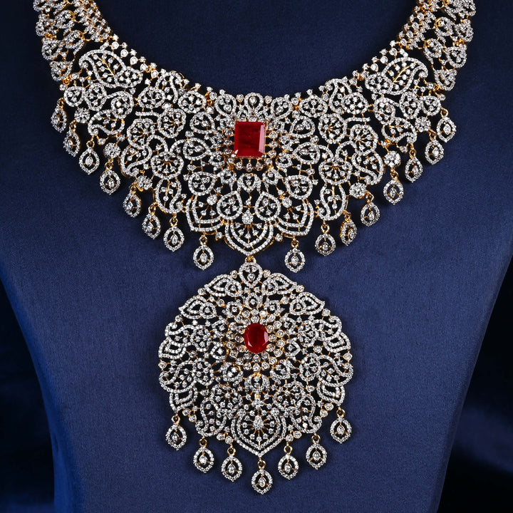 CZ Silver Ruby Necklace