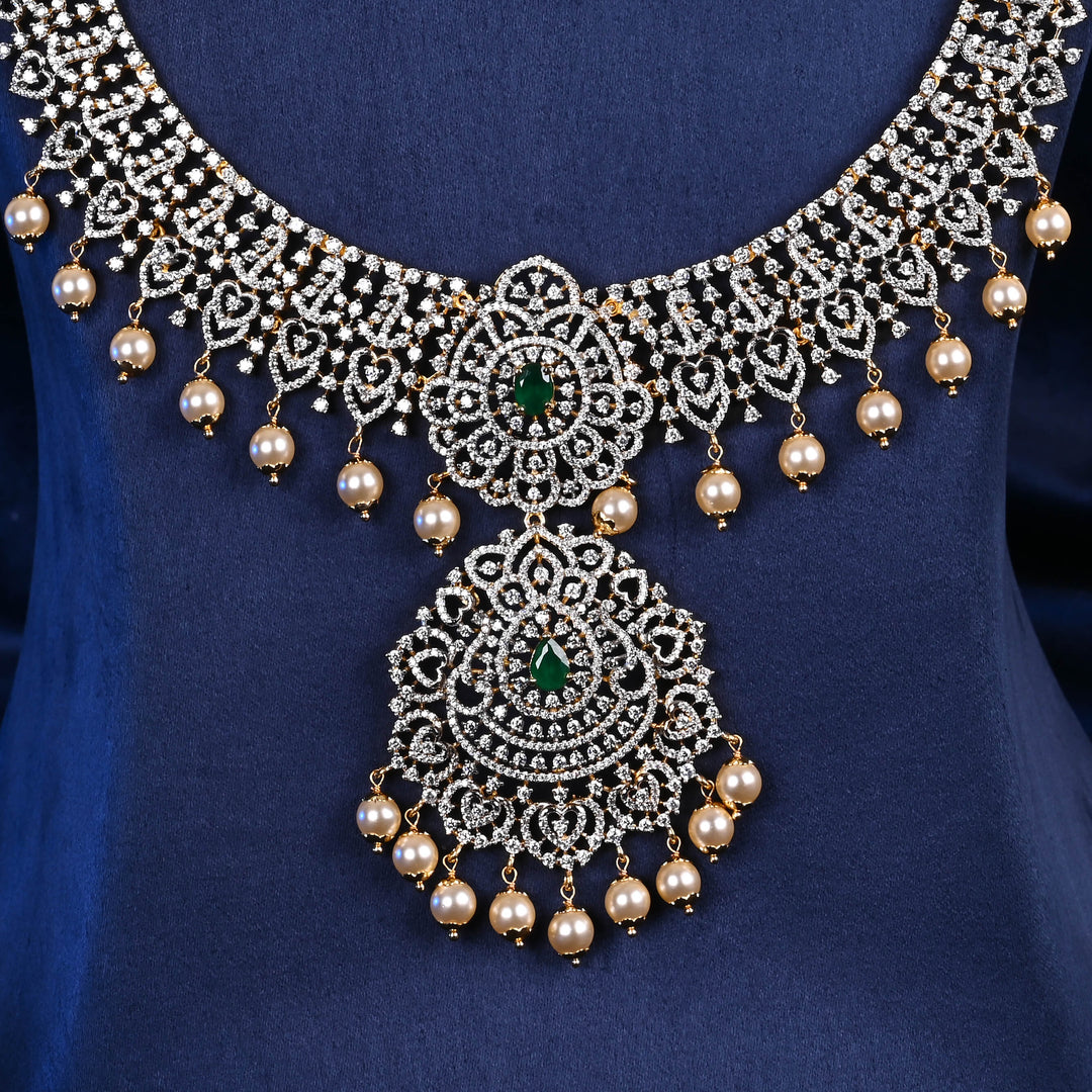 CZ Silver Emerald Necklace