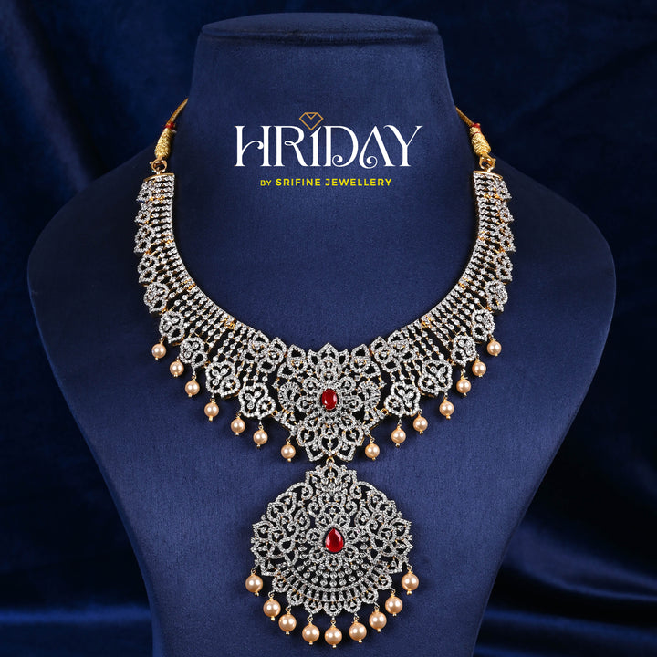 CZ Silver Ruby Necklace