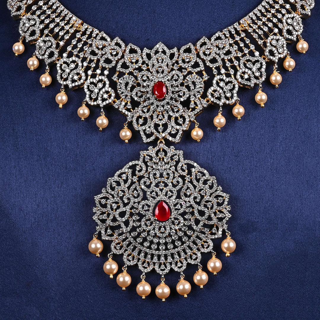 CZ Silver Ruby Necklace