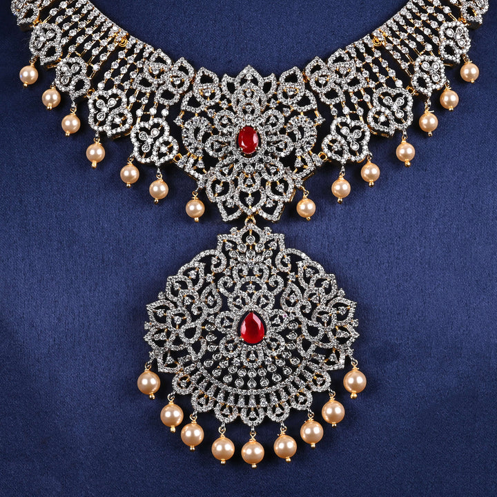 CZ Silver Ruby Necklace