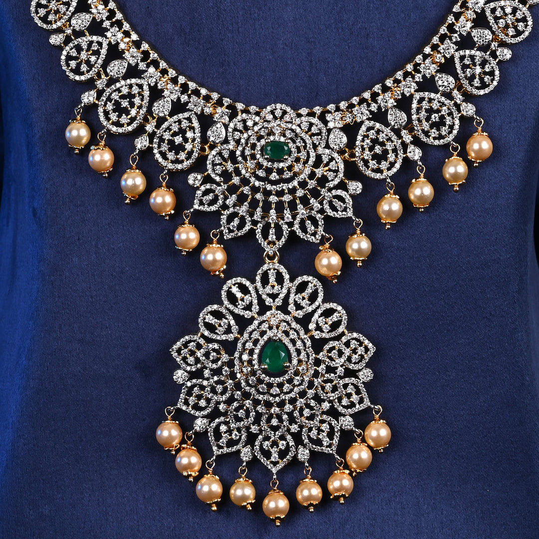 CZ Silver Emerald Necklace