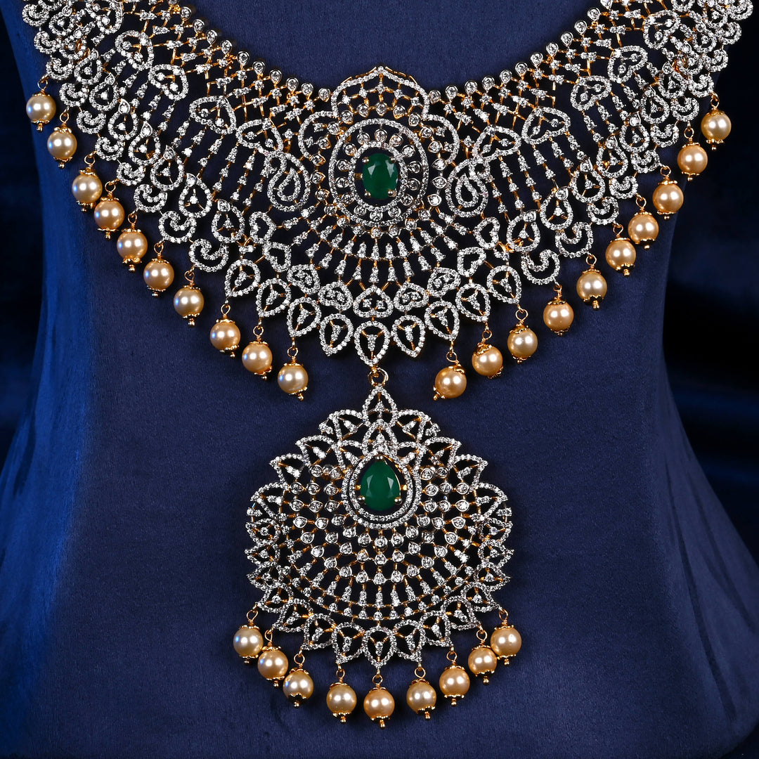 CZ Silver Emerald Necklace