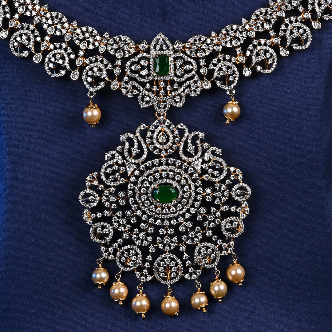 CZ Silver Emerald Necklace