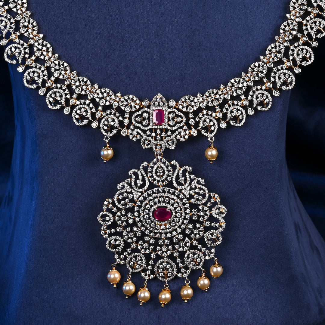 CZ Silver Ruby Necklace