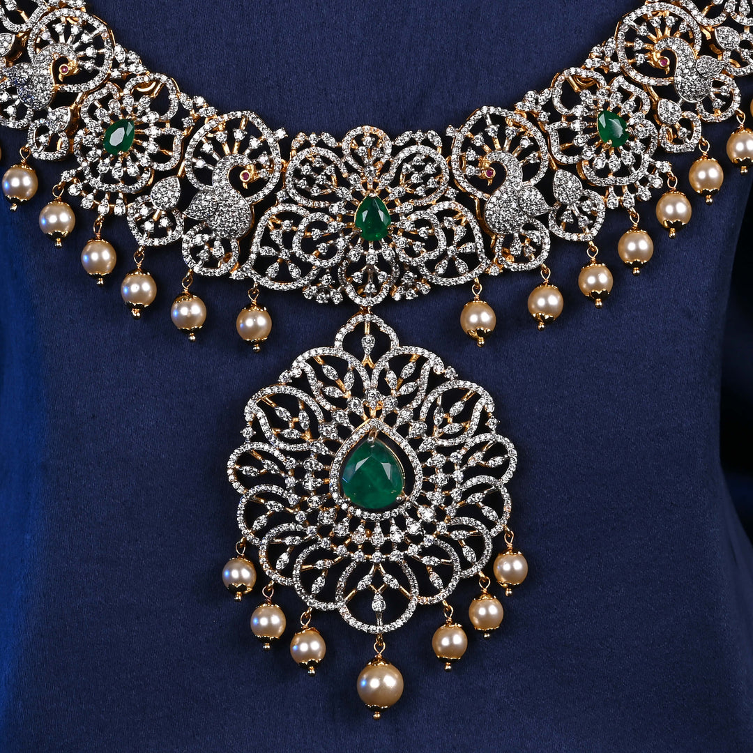 CZ Silver Emerald Necklace