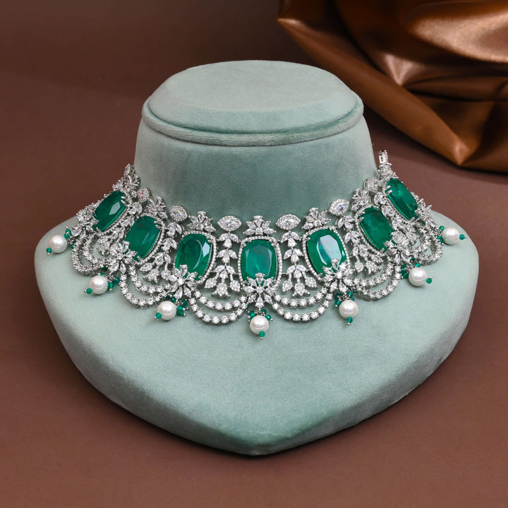 cz emerald choker set