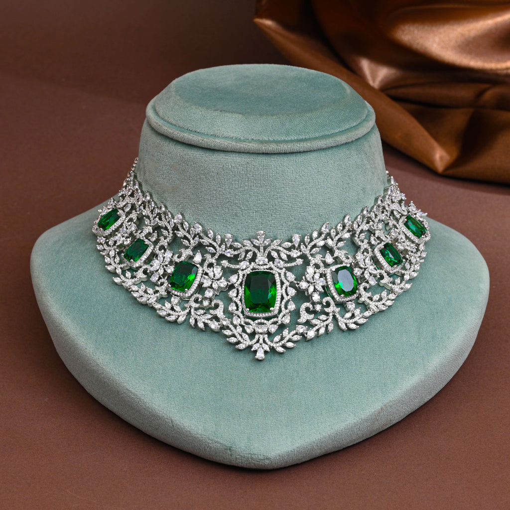 cz emerald choker set