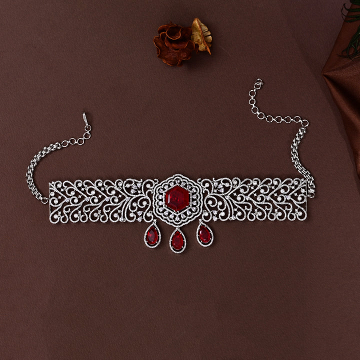 CZ Ruby Choker Set