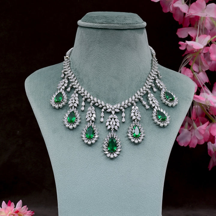 CZ Emerald Necklace Set